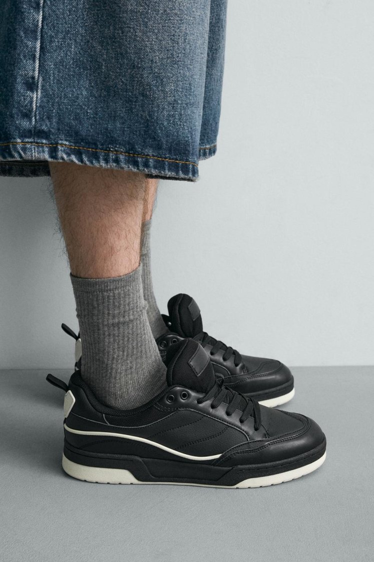 Zara Lace-Up Chunky Trainers — Black