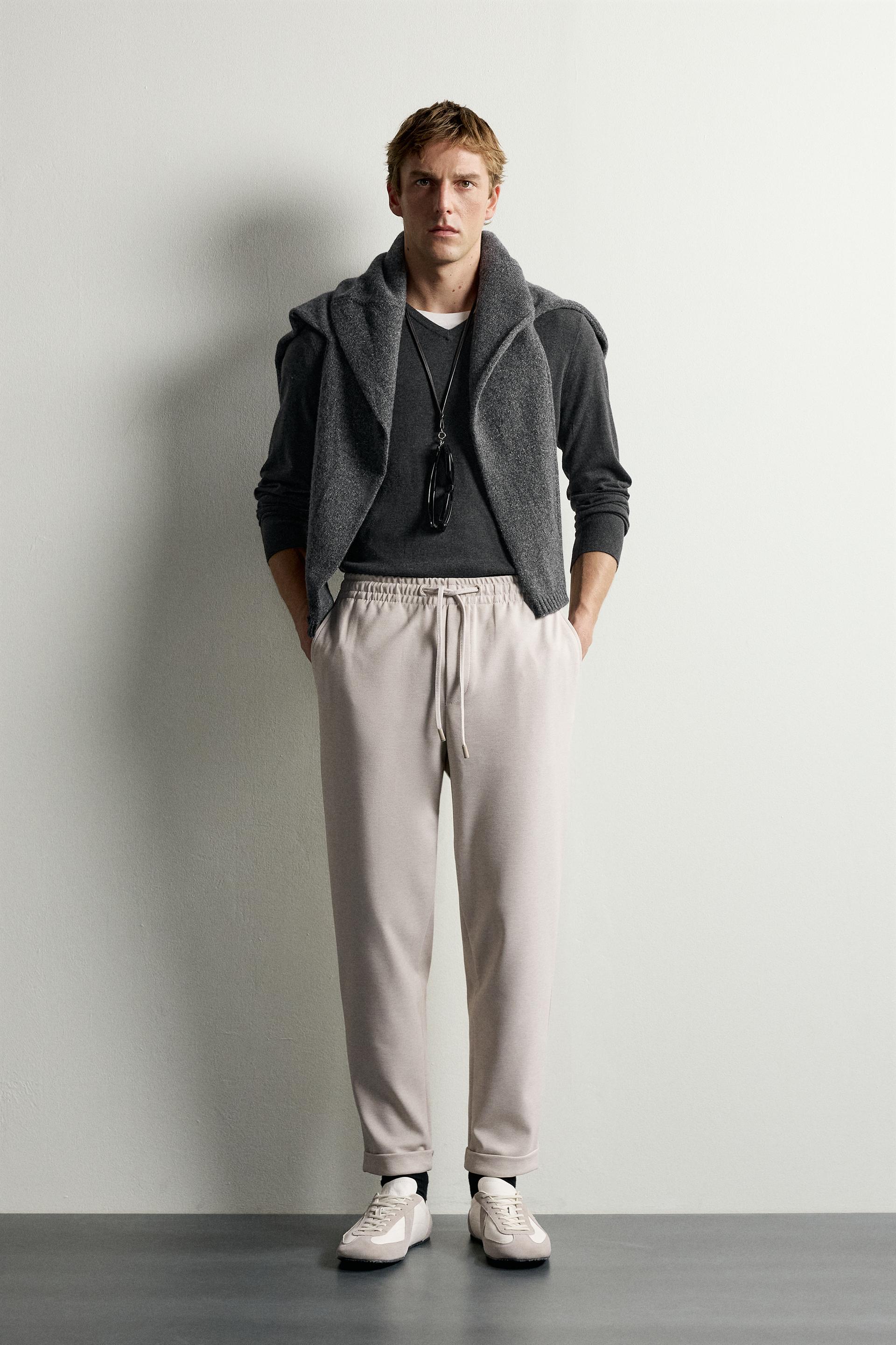 Zara Easy-Care Regular Fit Trousers — Light tan