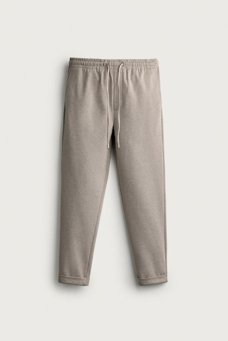 Zara Easy-Care Regular Fit Trousers — Dark tan