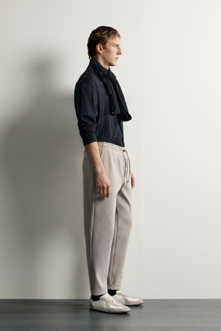 Zara Easy-Care Regular Fit Trousers — Dark tan