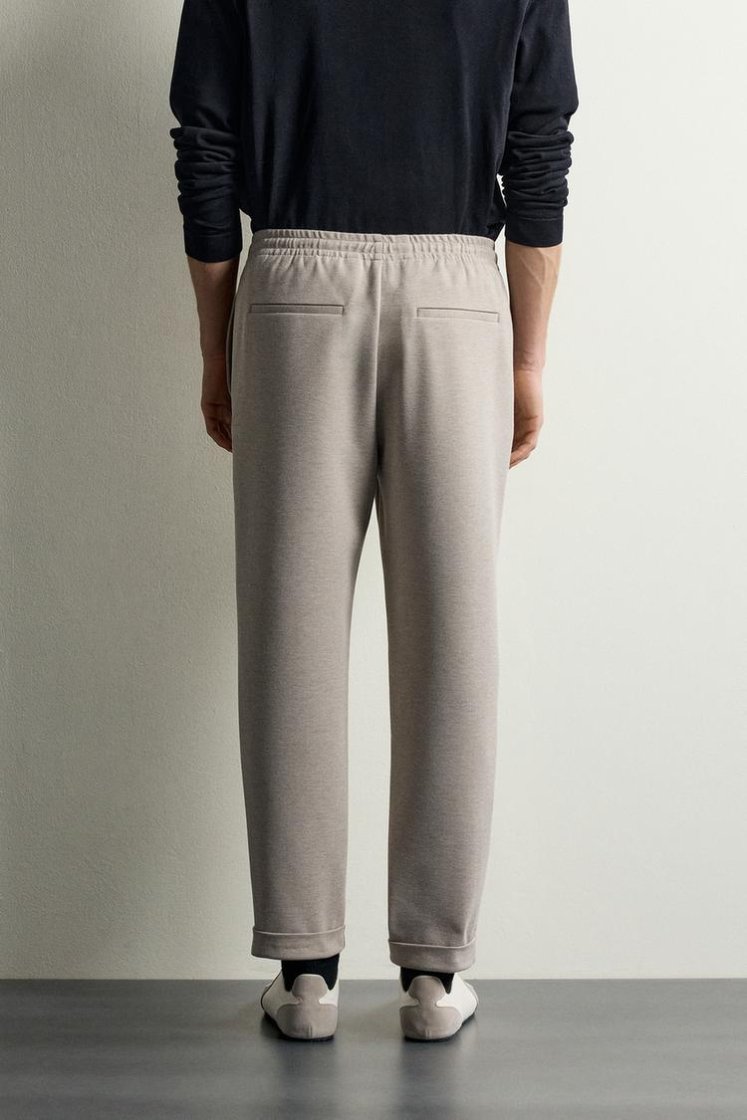 Zara Easy-Care Regular Fit Trousers — Dark tan