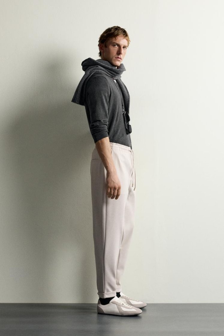 Zara Easy-Care Regular Fit Trousers — Light tan