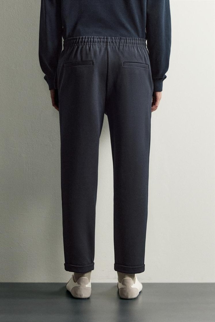 Zara Easy-Care Regular Fit Trousers — Navy marl