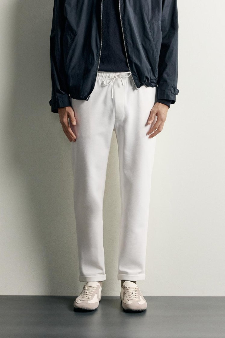Zara Easy-Care Regular Fit Trousers — Oyster-white