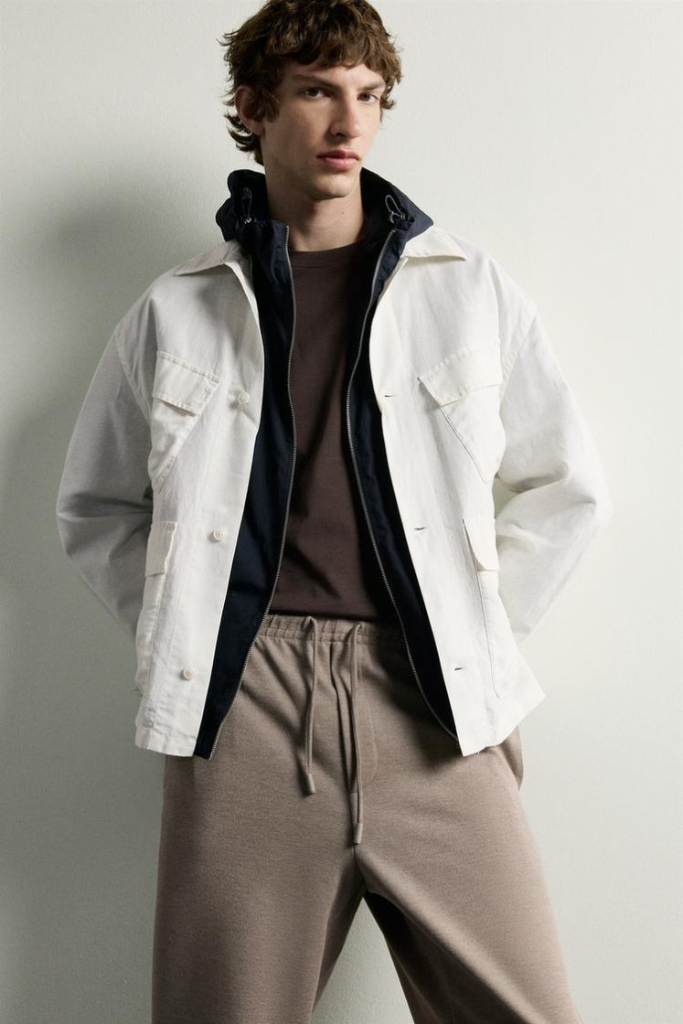 Zara Easy-Care Regular Fit Trousers — Tan marl