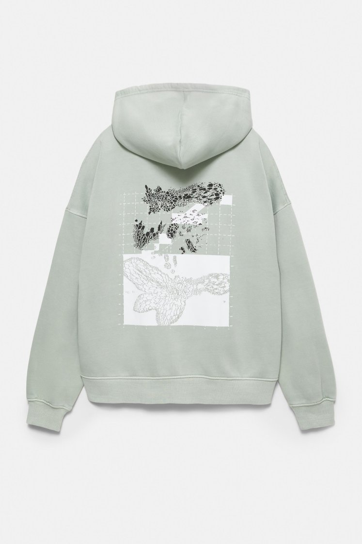 Pull&Bear Oversized Graphic Hoodie — Mint