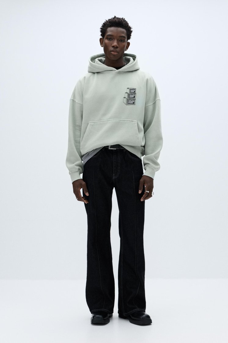 Pull&Bear Oversized Graphic Hoodie — Mint