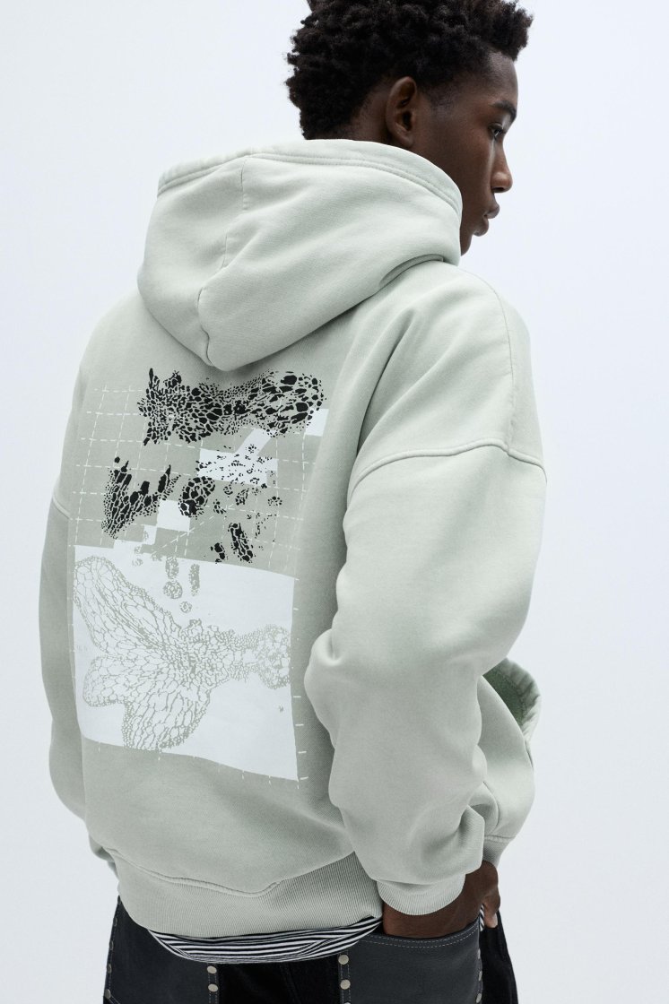 Pull&Bear Oversized Graphic Hoodie — Mint