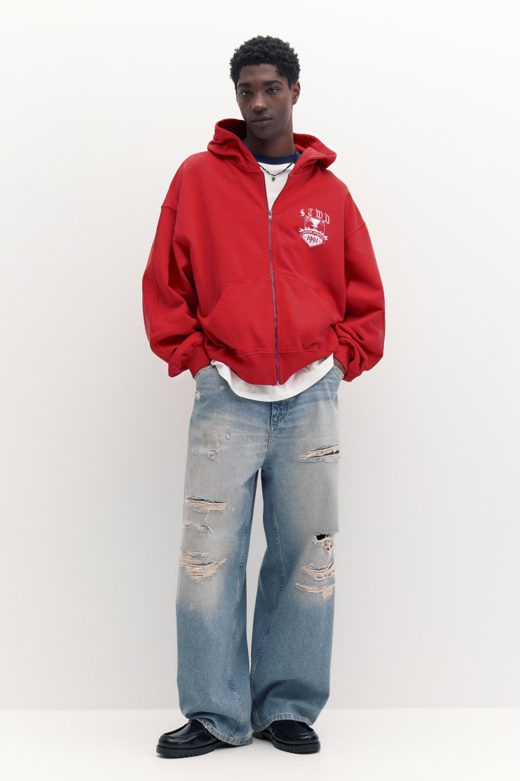Pull&Bear STWD Graphic Zip Hoodie