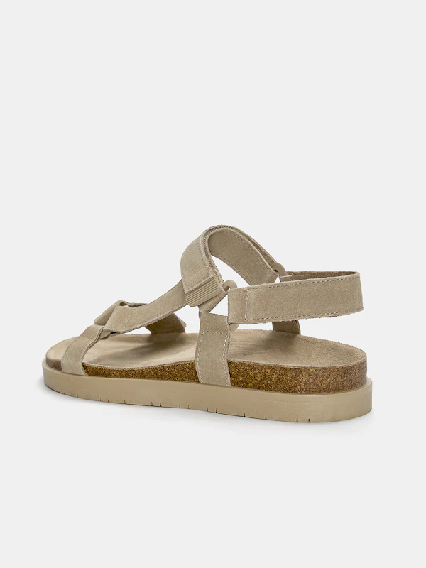 Adjustable Strap Flat Sandals — Beige