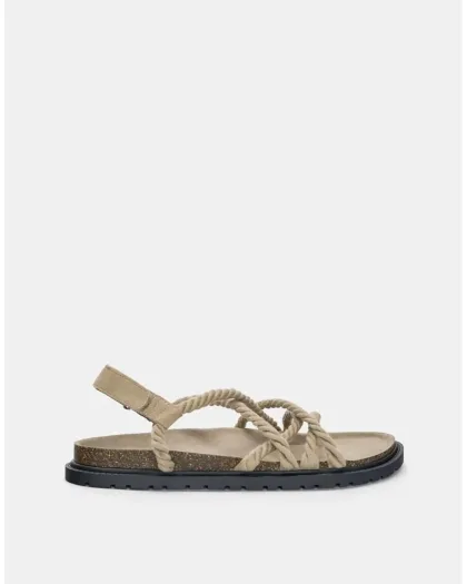 ASOS DESIGN cross strap rope sandals in stone and brown mix - STONE
