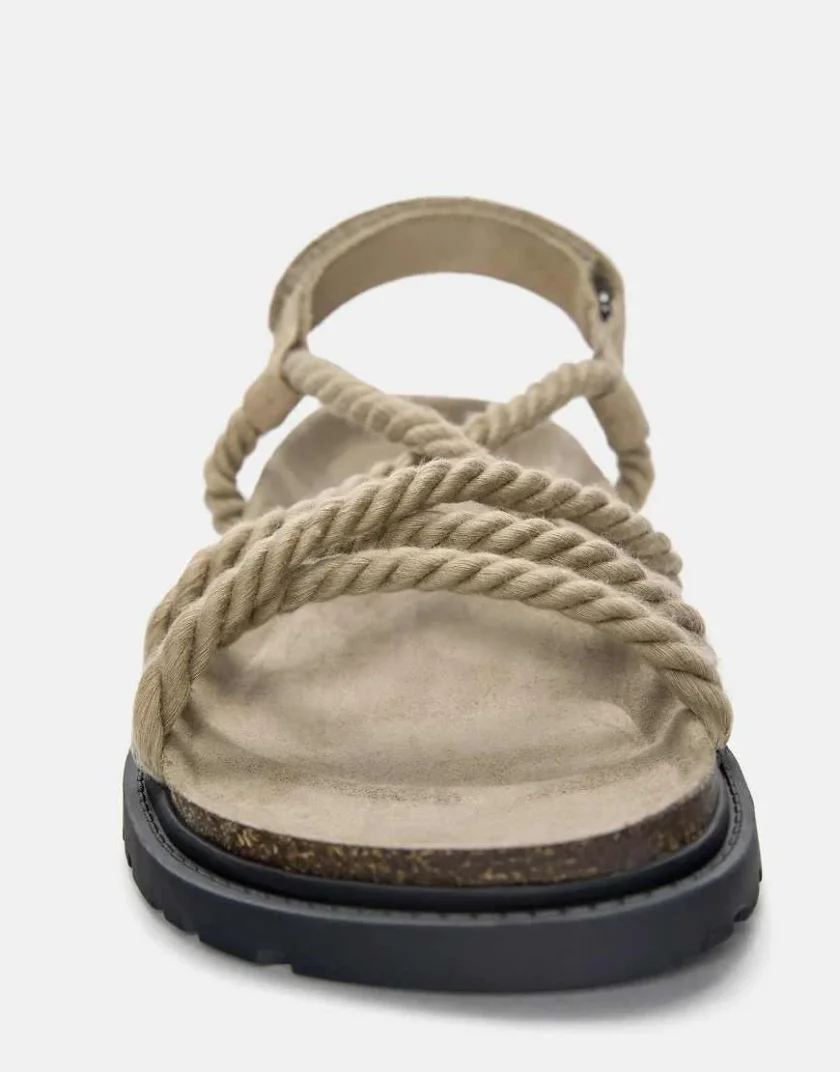ASOS DESIGN cross strap rope sandals in stone and brown mix — Sand