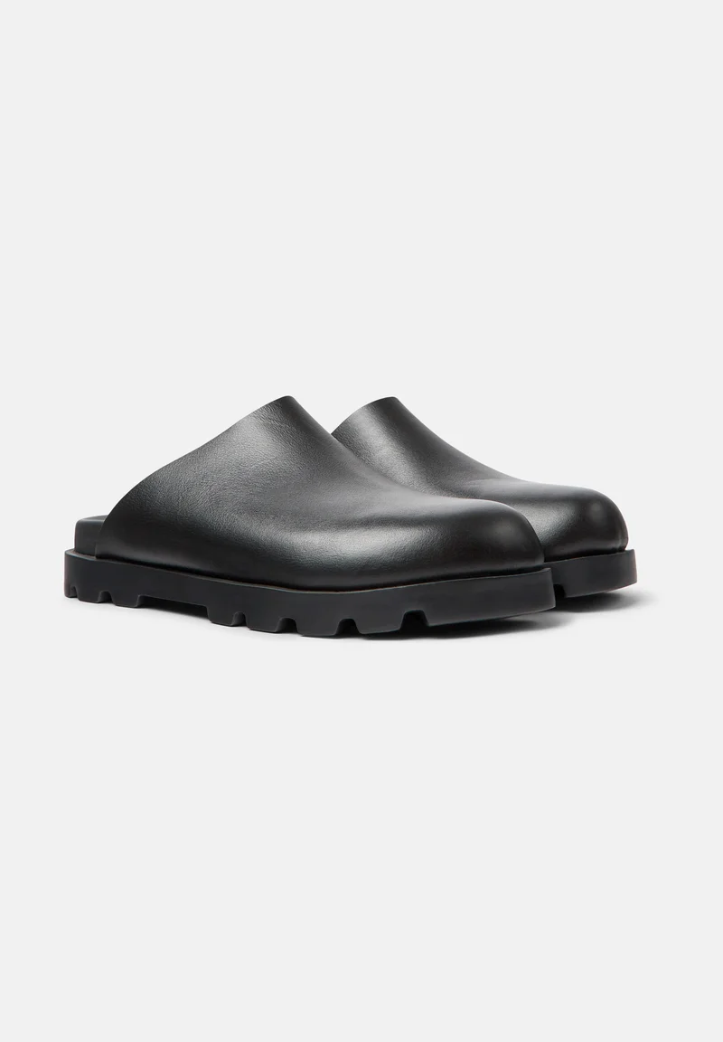 Zara Black Leather Mule Clogs