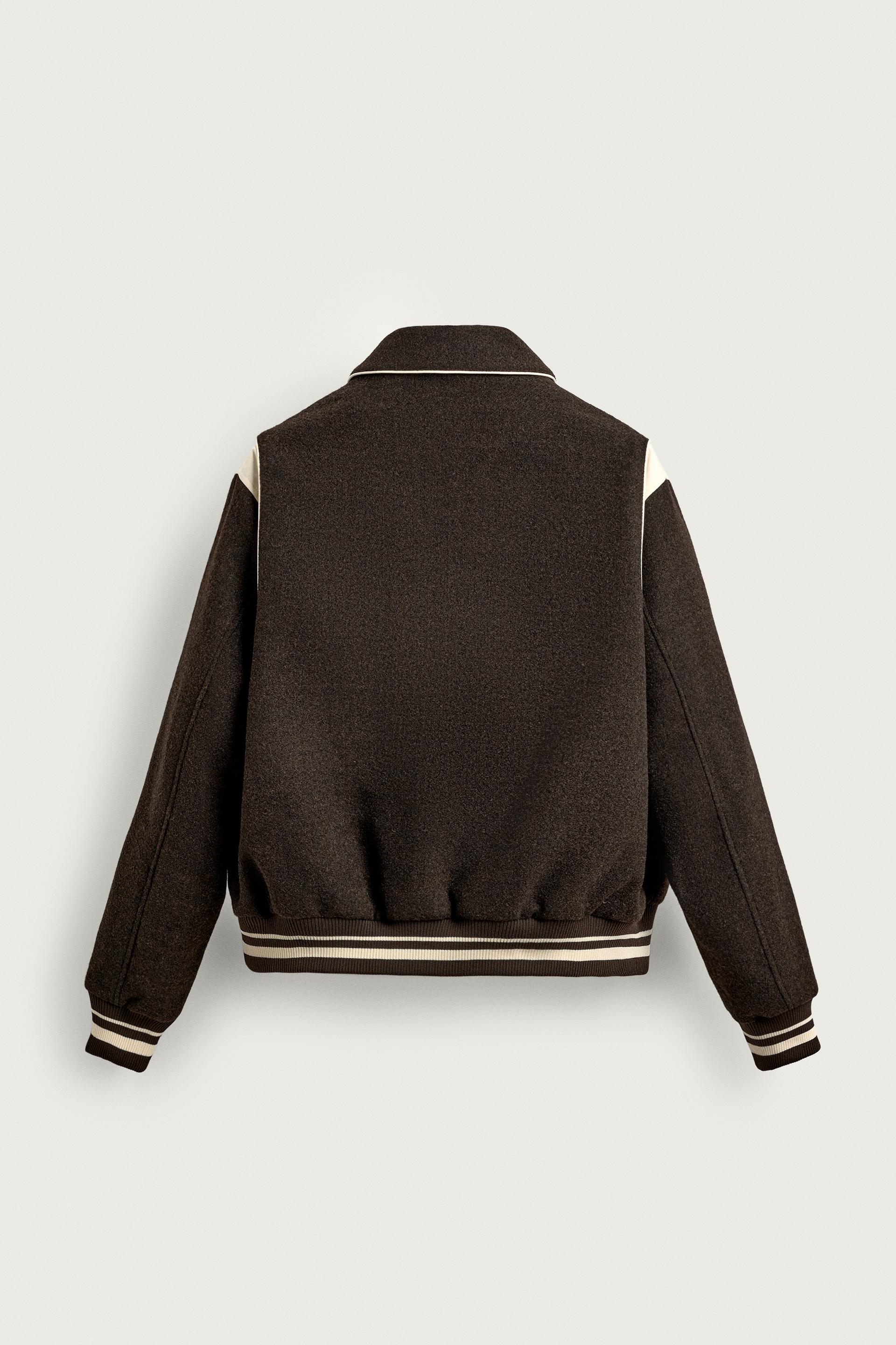 Zara CONTRAST BOMBER JACKET — Brown