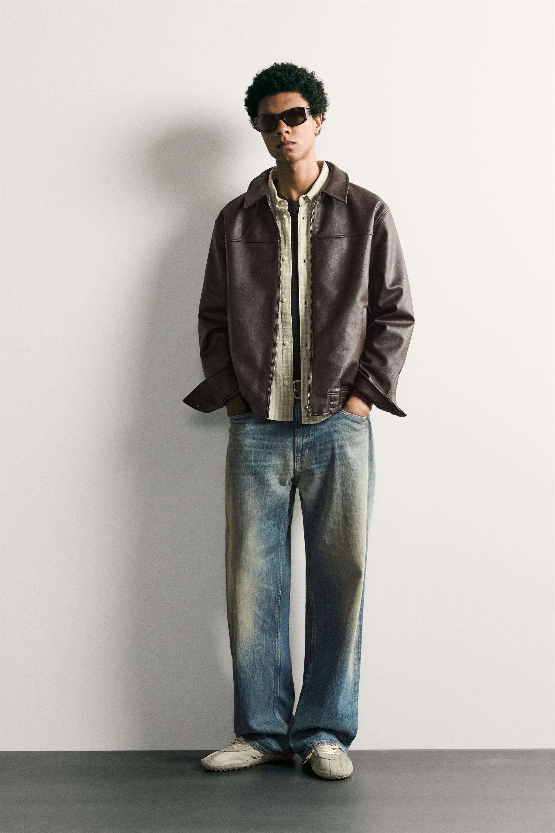 RELAXED FIT LEATHER EFFECT JACKET