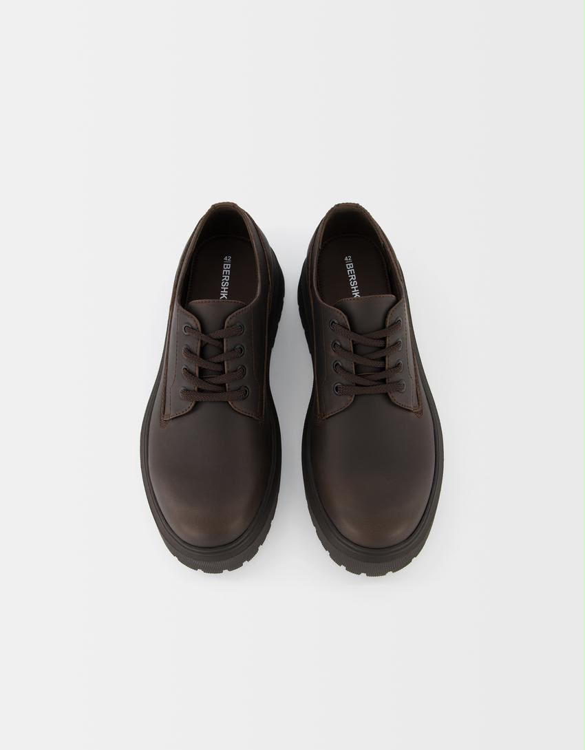 Bershka Bershka Chunky Lace-Up Shoes — Brown