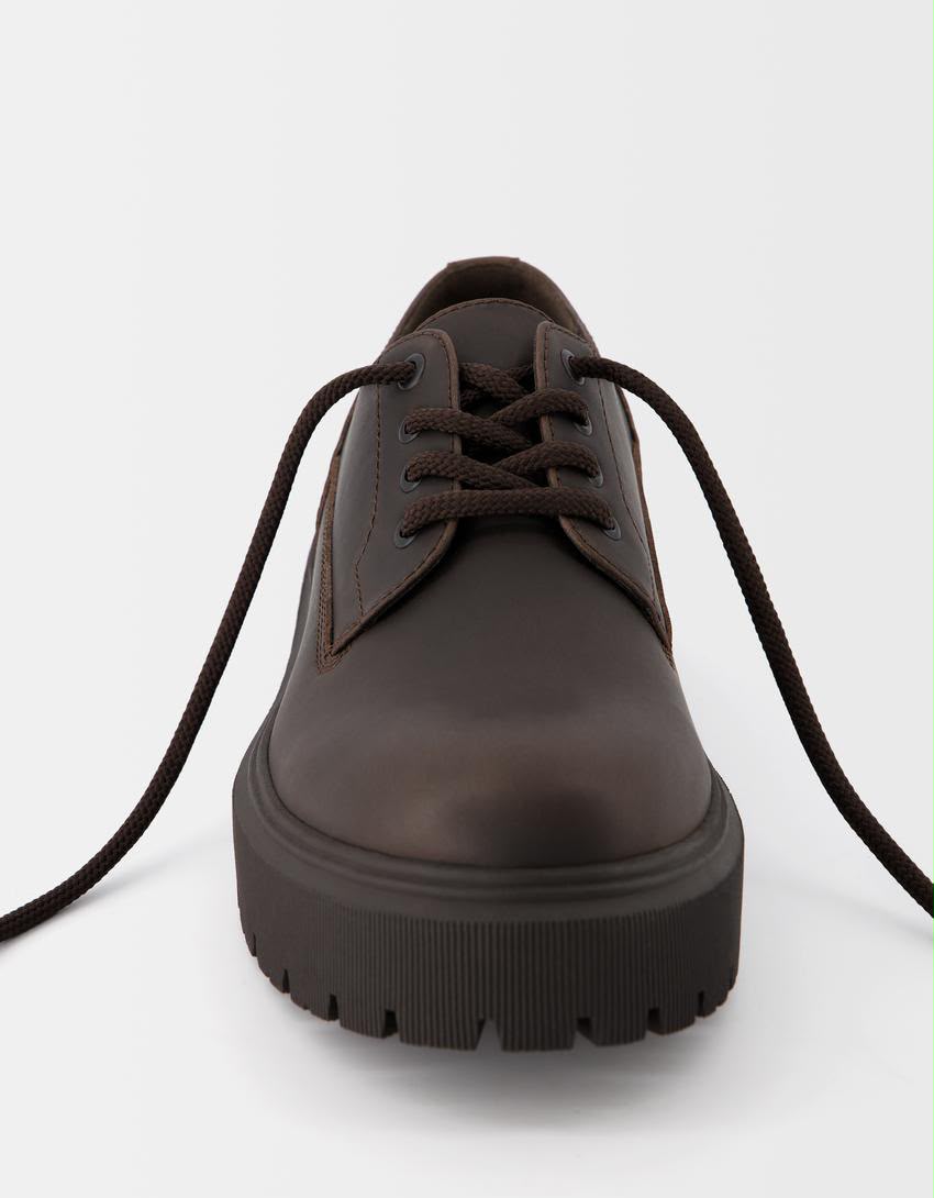 Bershka Bershka Chunky Lace-Up Shoes — Brown