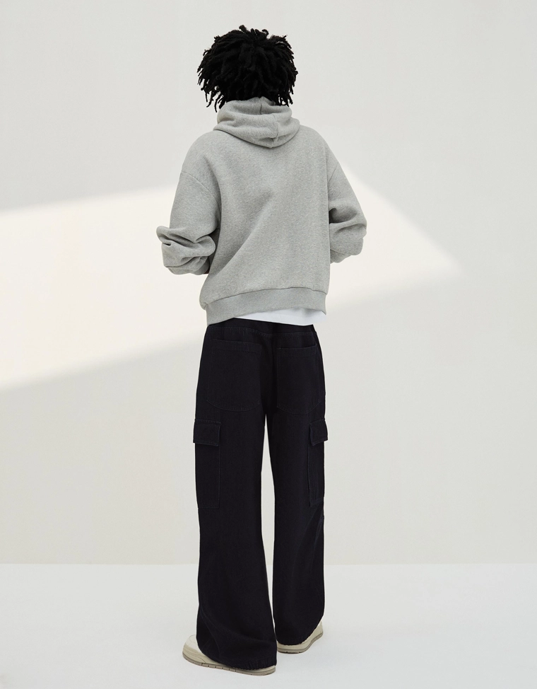 Bershka Cargo Parachute Jeans Navy