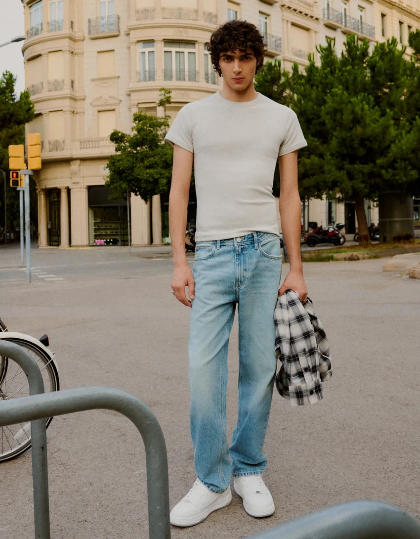 Bershka Jean straight fit — Bleu lavé