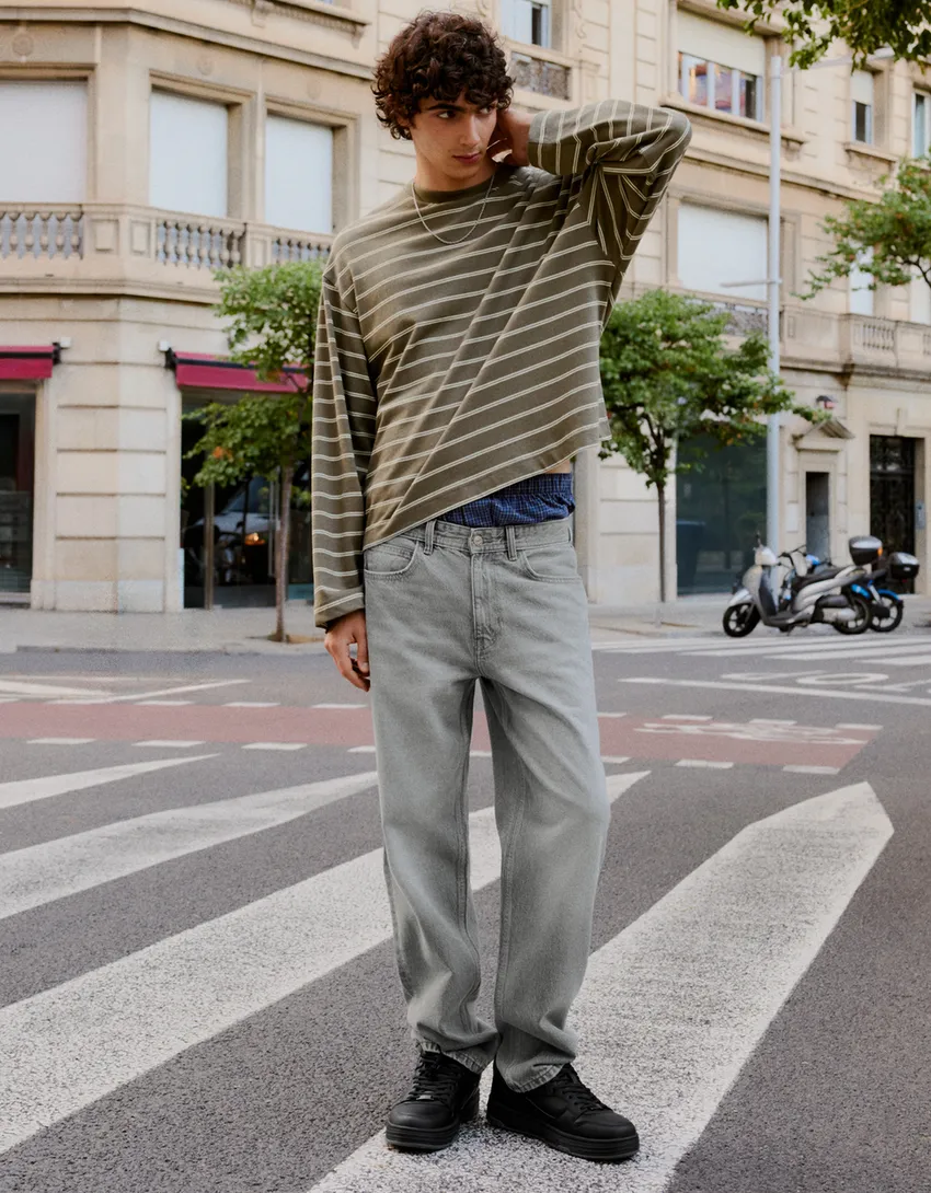 Bershka Jean straight fit — Gris