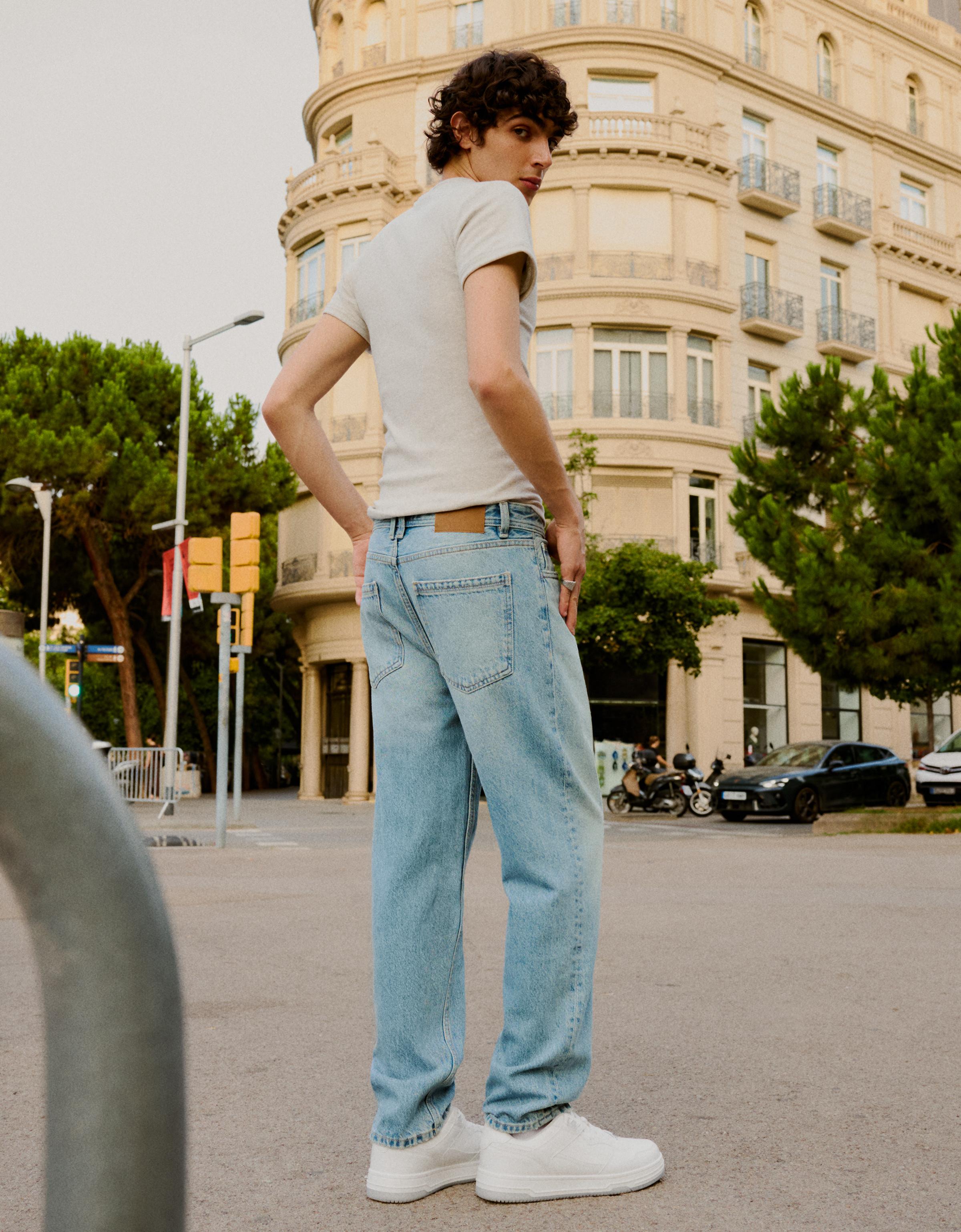 Bershka Jean straight fit — Bleu lavé