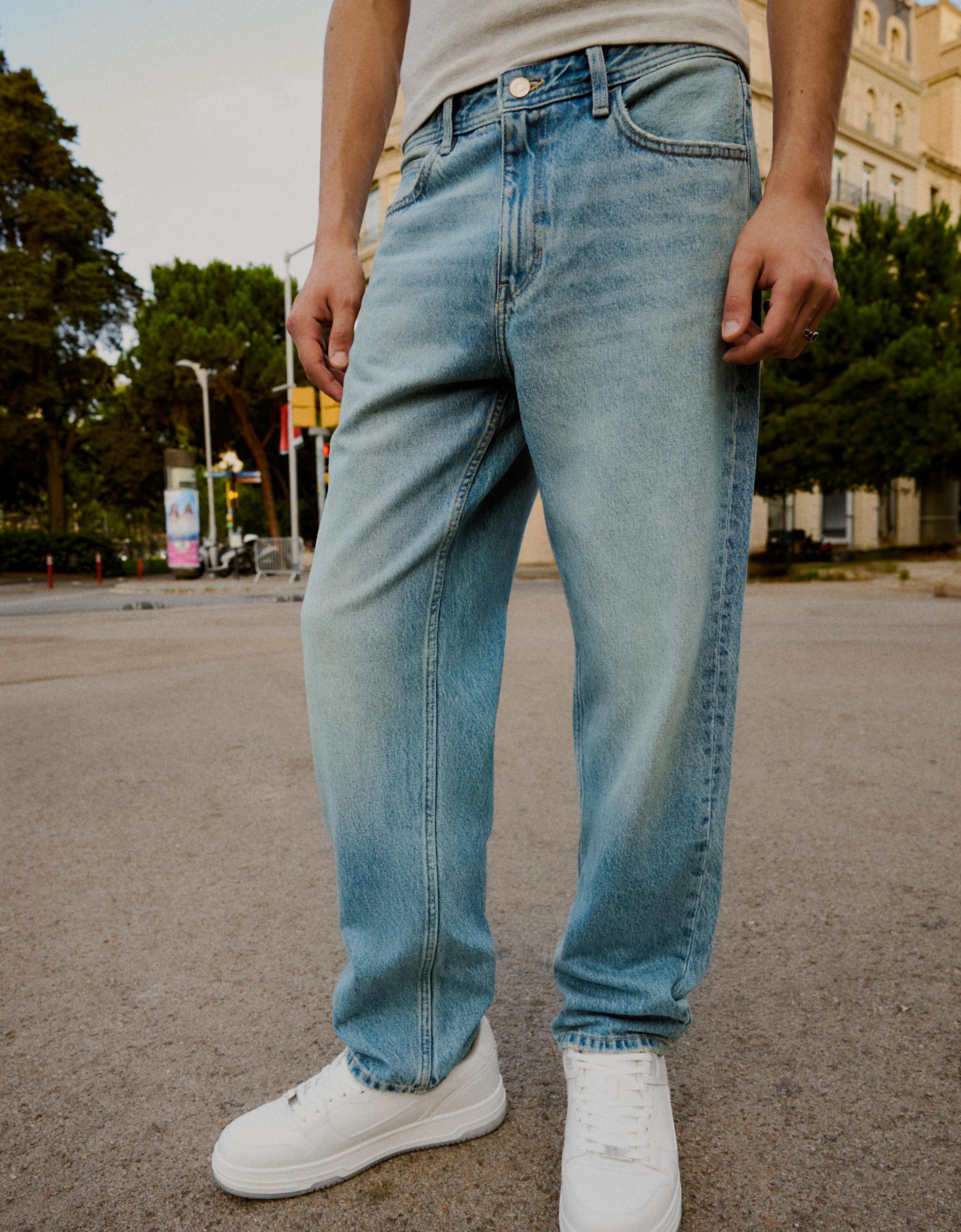 Bershka Jean straight fit — Bleu lavé