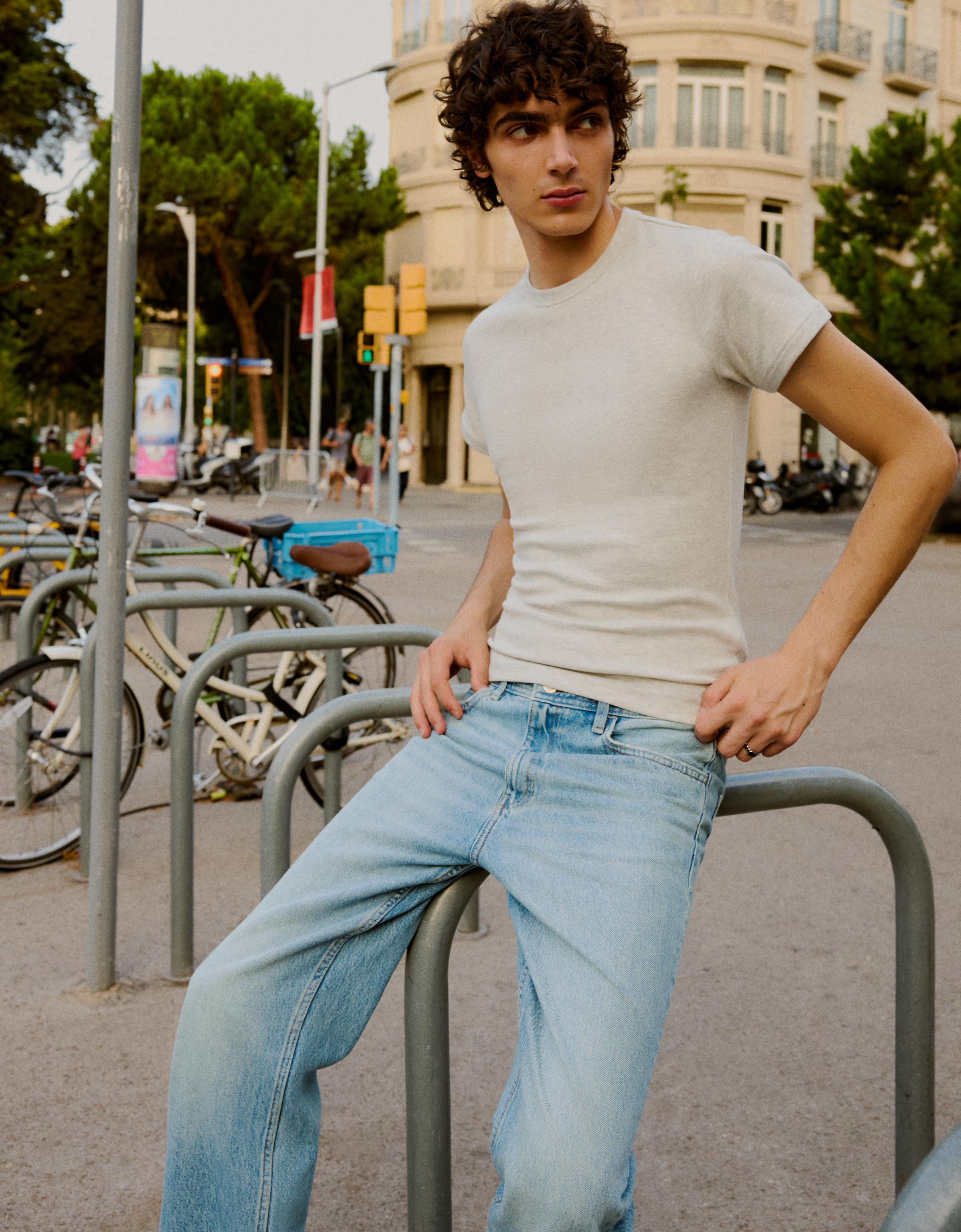 Bershka Jean straight fit — Bleu lavé