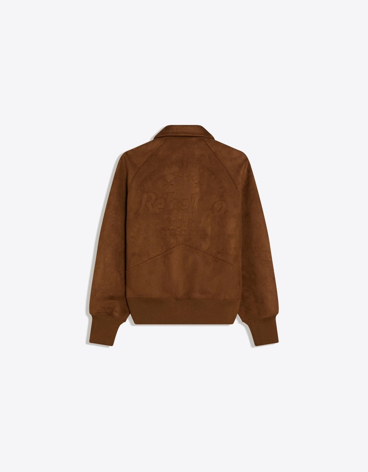 Bershka Faux Suede Zip Jacket Brown — Brown
