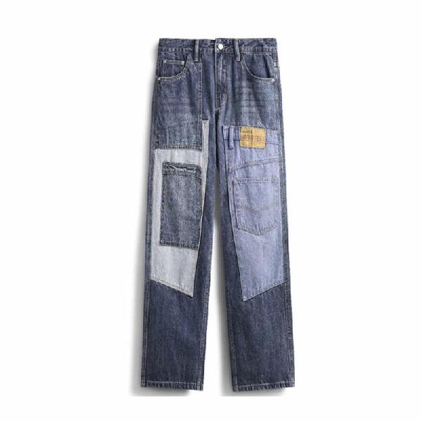 Pullshka Patchwork Straight-Leg Jeans — Blue