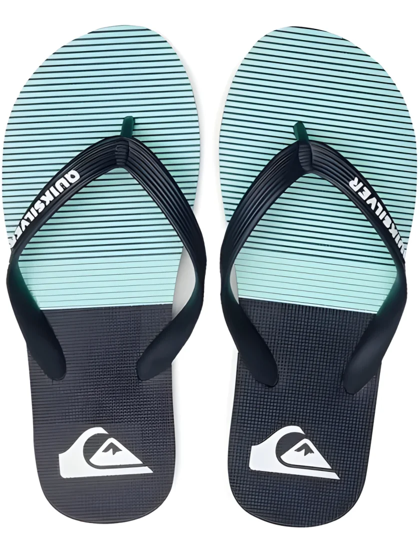 Striped Two-Tone Flip Flops — Mint