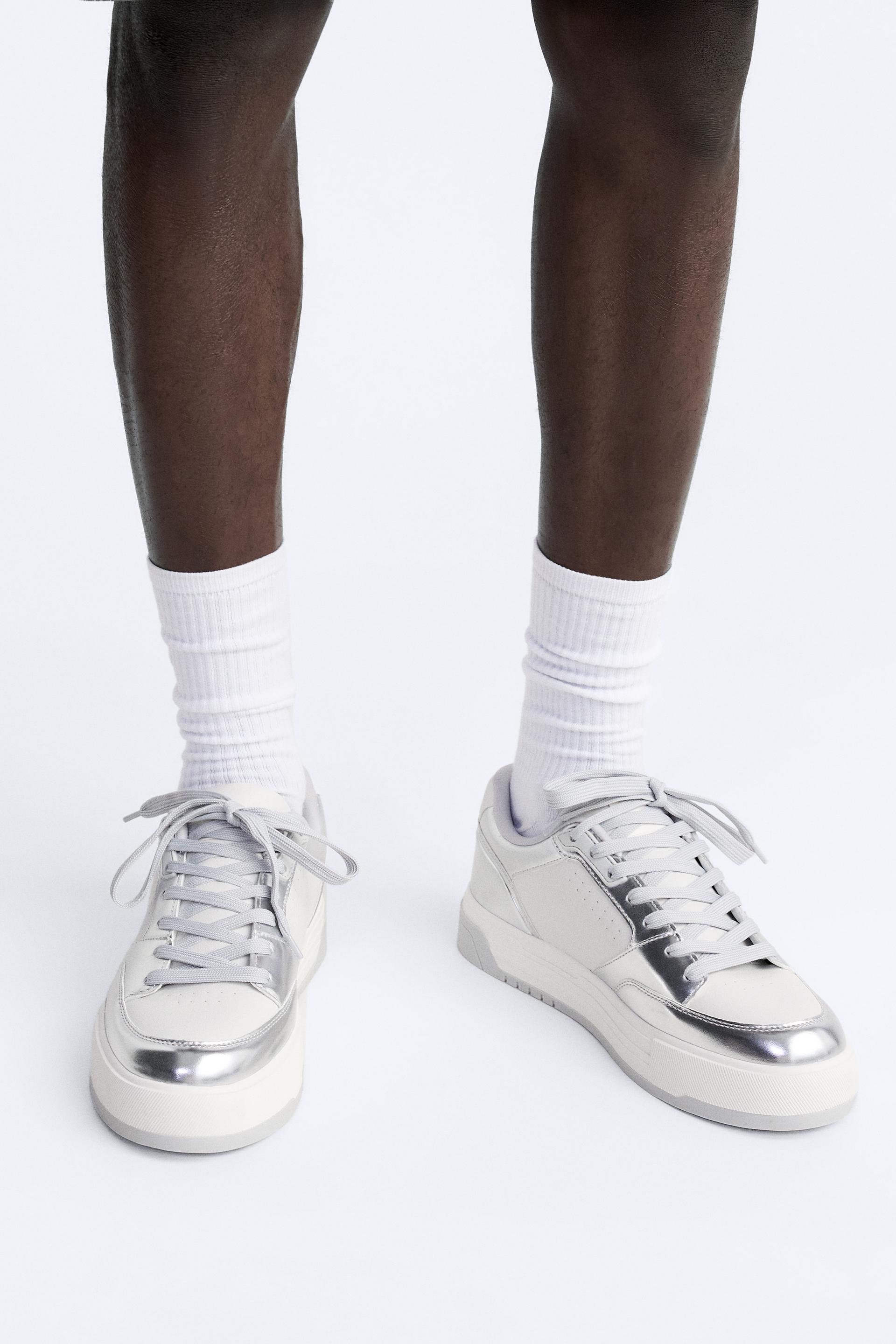 Zara Metallic Runner Sneakers — White