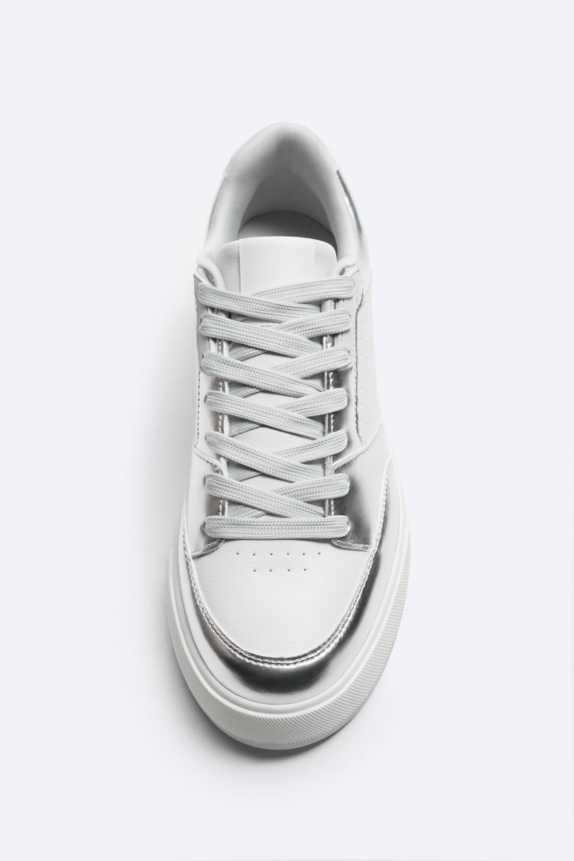 Zara Metallic Runner Sneakers — White