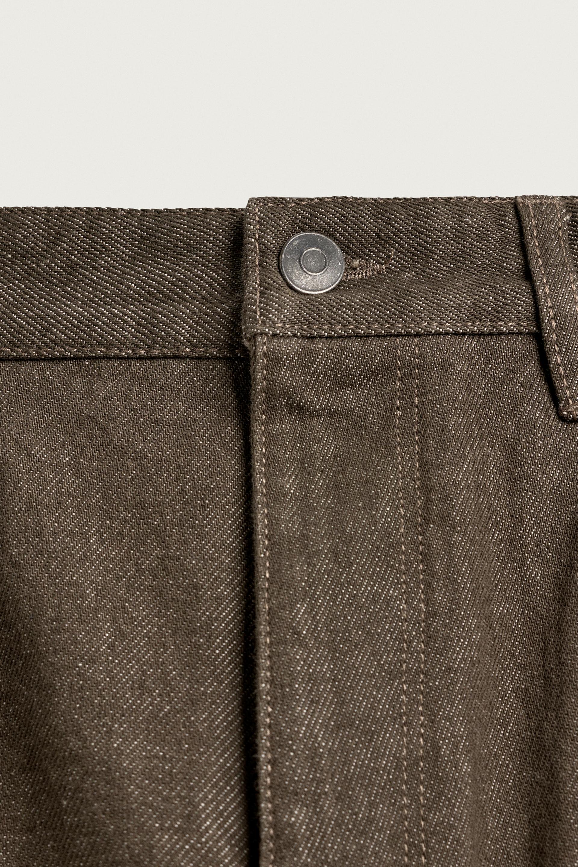 Zara REGULAR FIT COTTON TROUSERS — Espresso