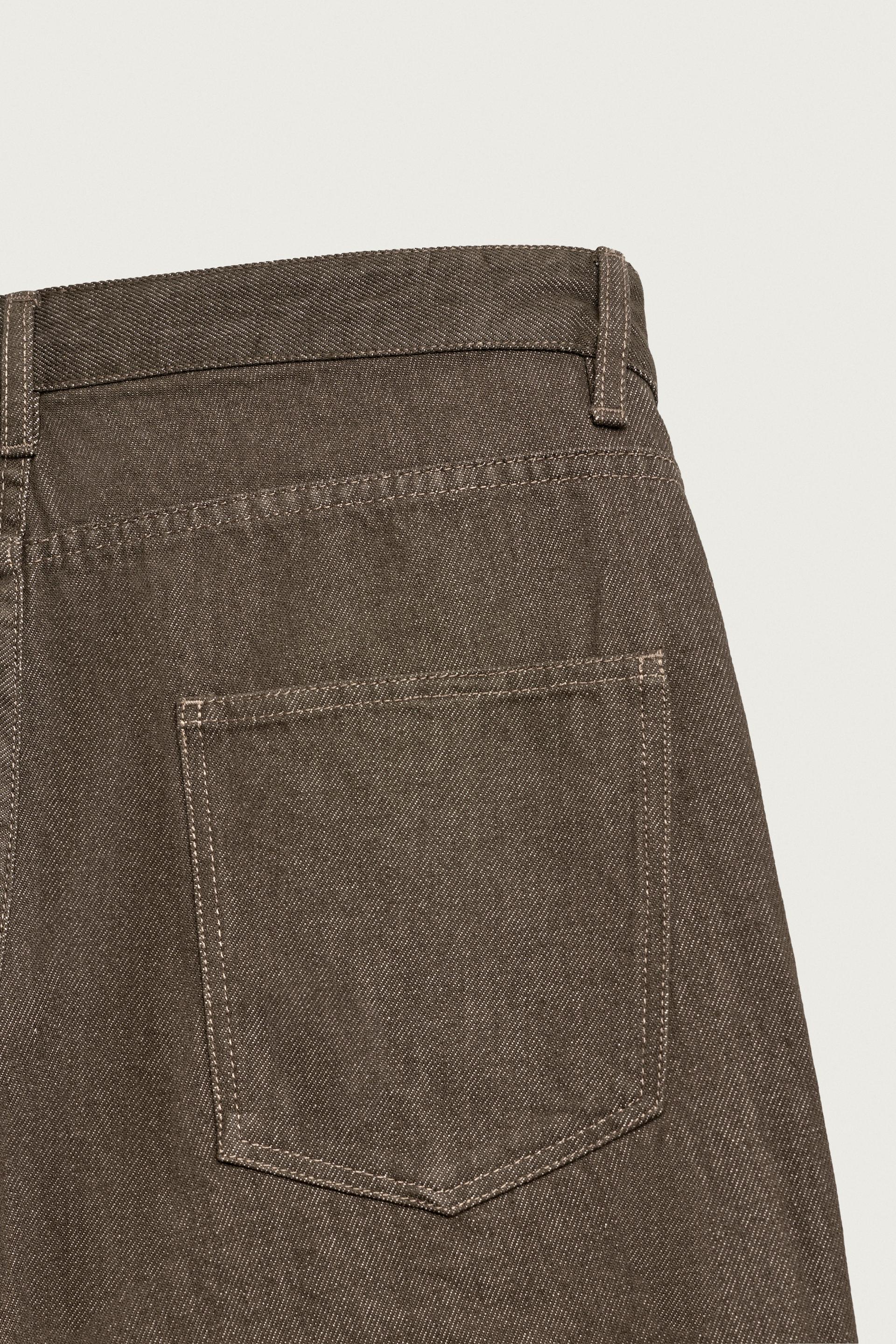 Zara REGULAR FIT COTTON TROUSERS — Espresso