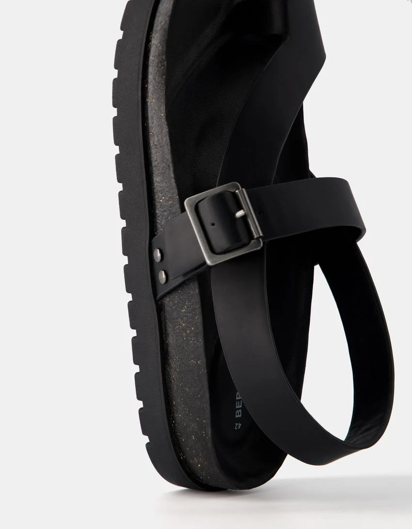 Bershka Adjustable Strap Sandals — Black