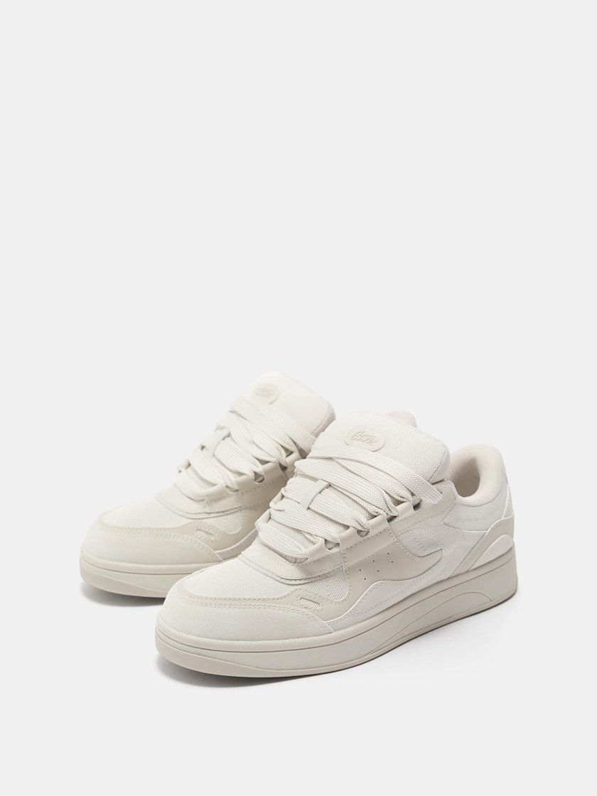Pull&Bear Cream Low-Top Sneakers — Cream