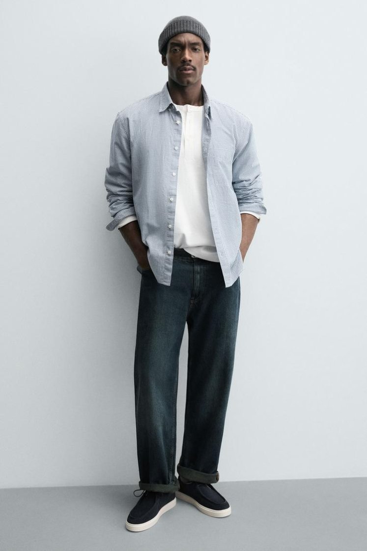Zara CASUAL LEATHER SHOES — Navy