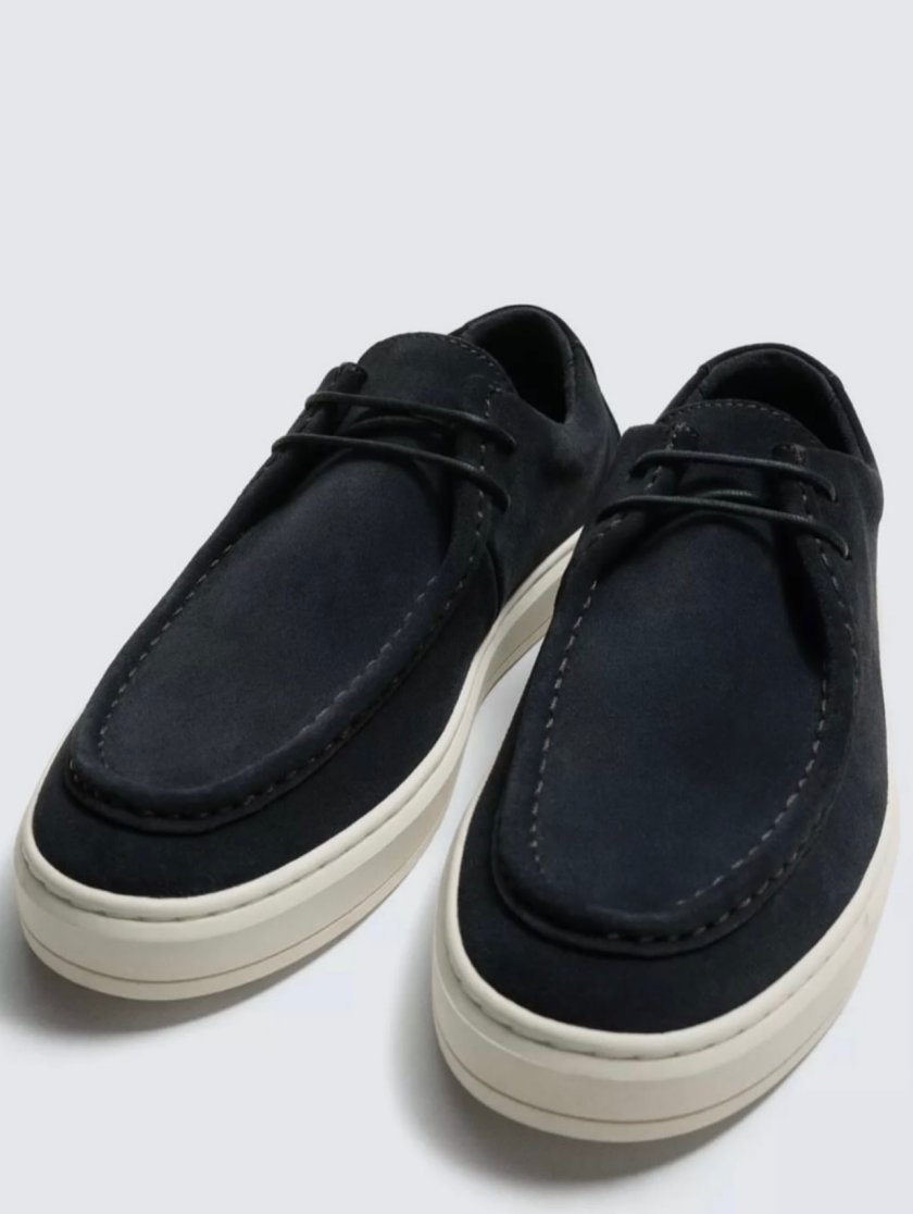 Zara CASUAL LEATHER SHOES — Navy