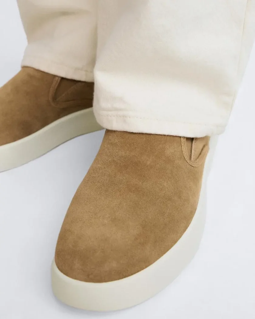 Zara Suede Slip-On Sneakers — Beige