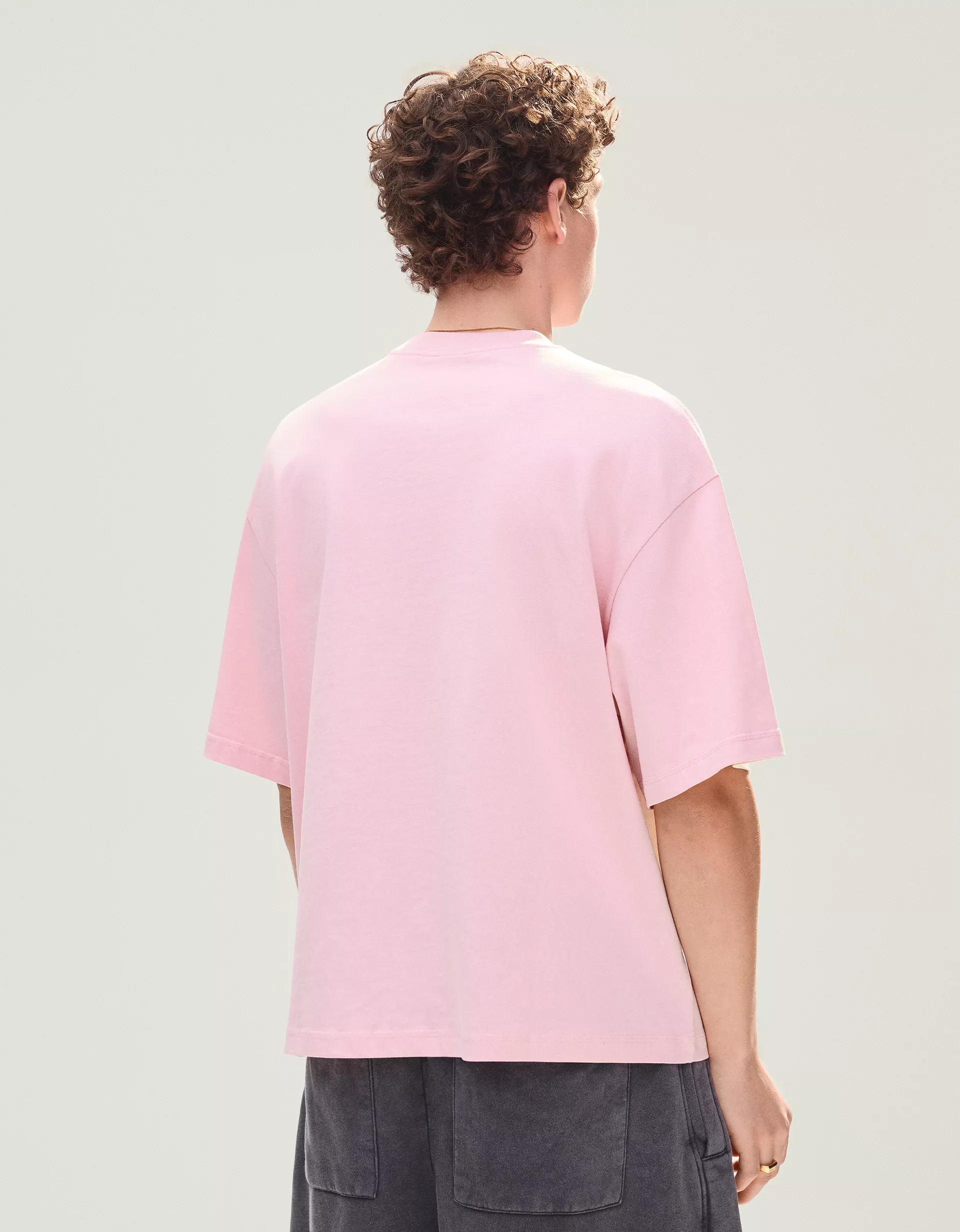 Bershka T-shirt boxy heavy — Rose