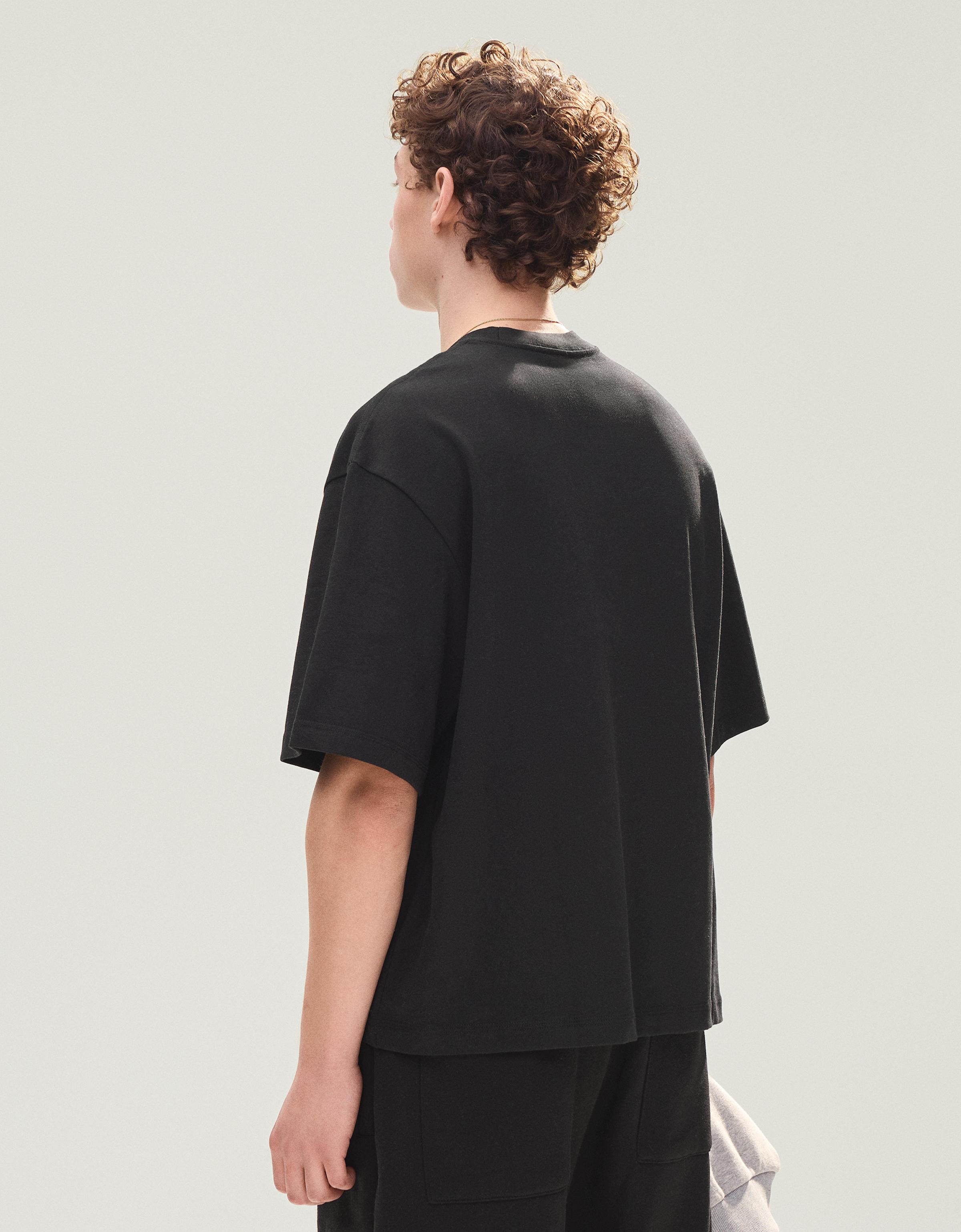 Bershka T-shirt boxy heavy — Noir