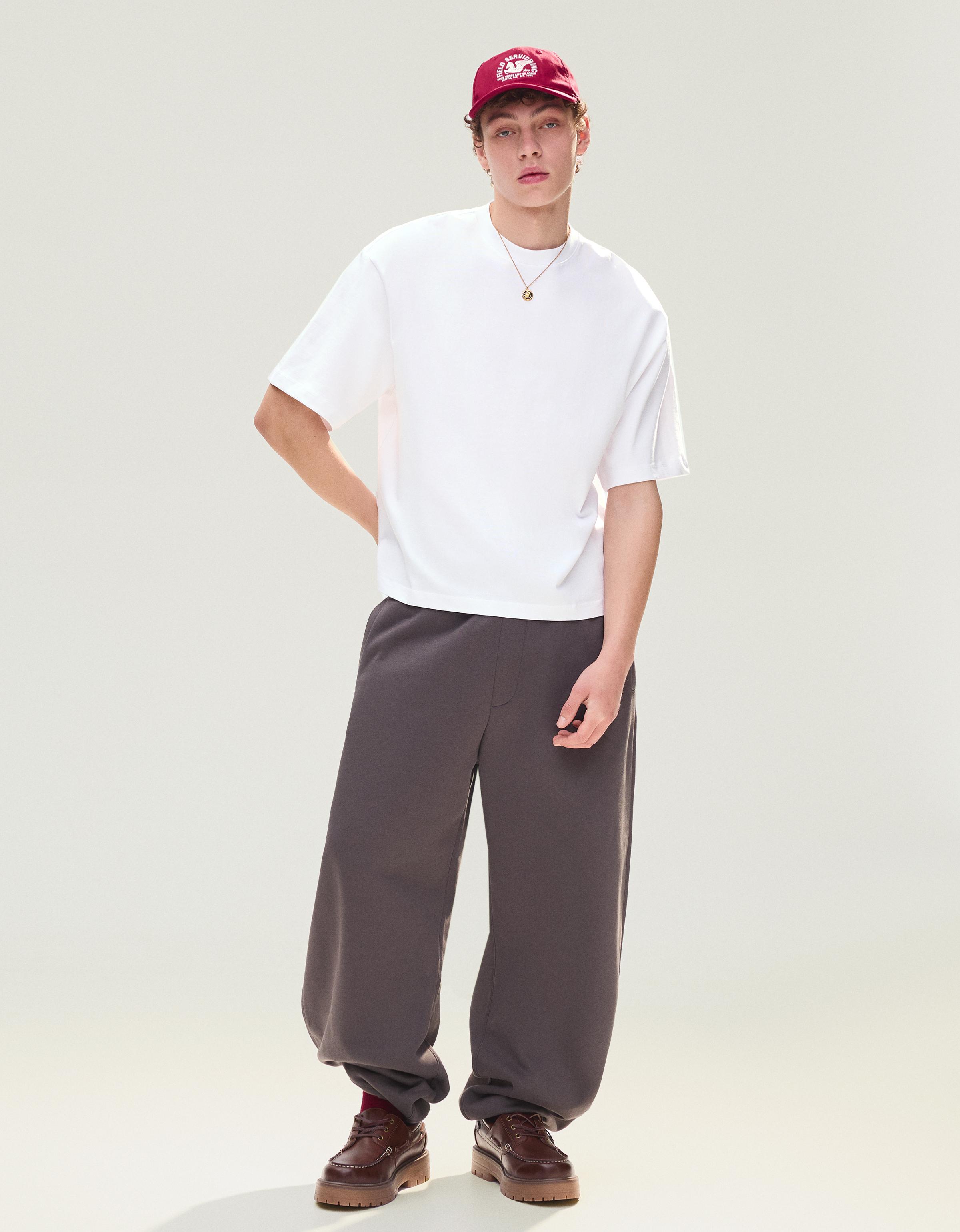 Bershka T-shirt boxy heavy — Blanc