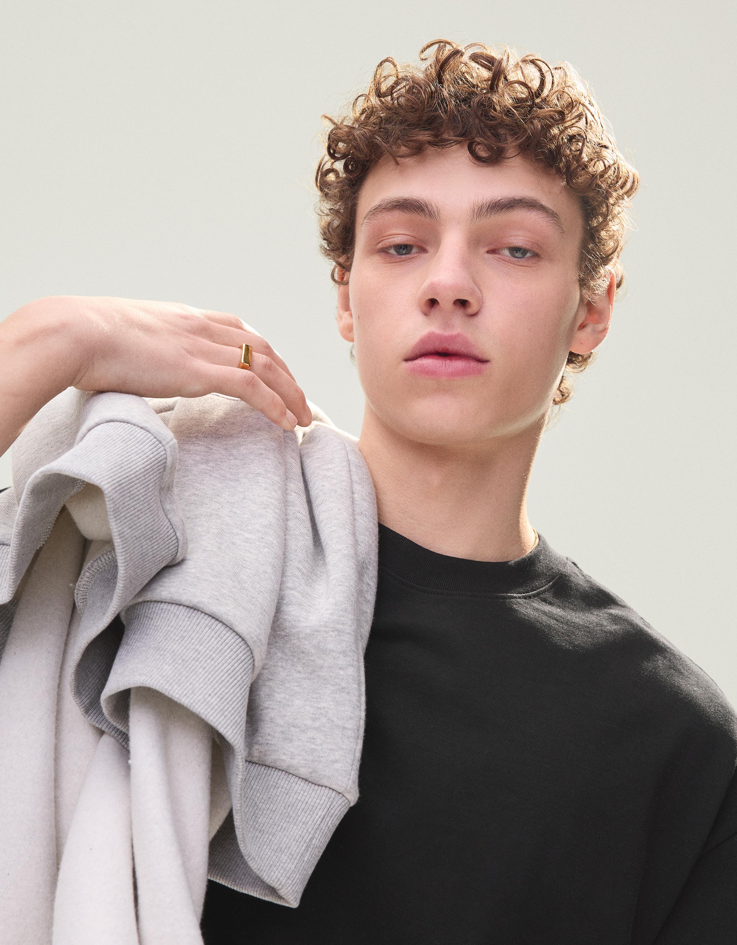 Bershka T-shirt boxy heavy — Noir