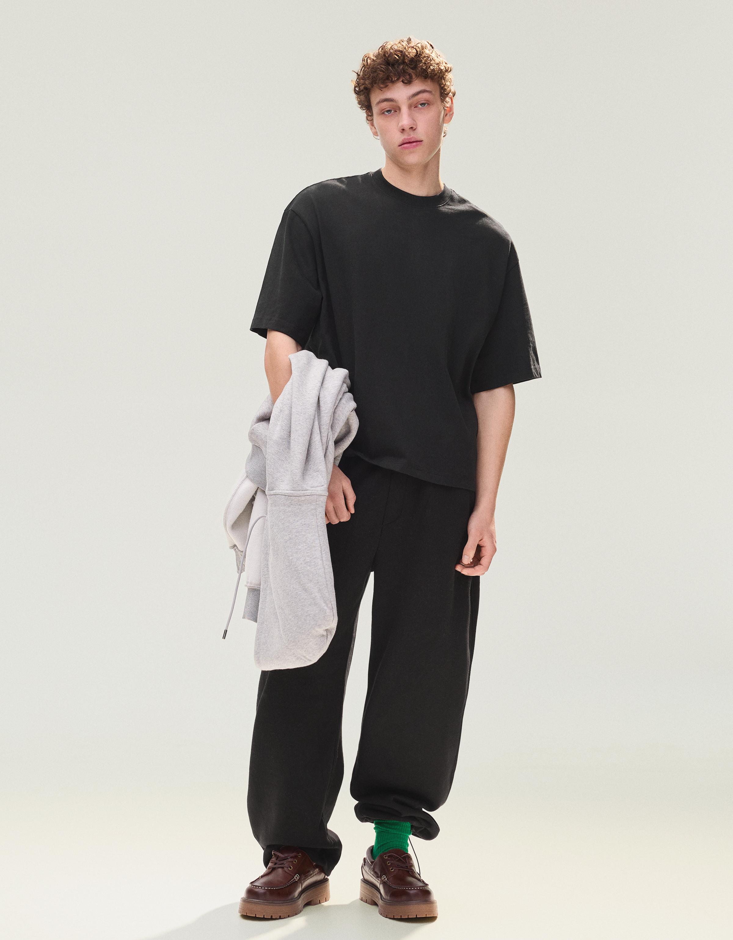 Bershka T-shirt boxy heavy — Noir