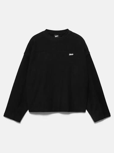 Pull&Bear Oversized Logo Sweatshirt — Black
