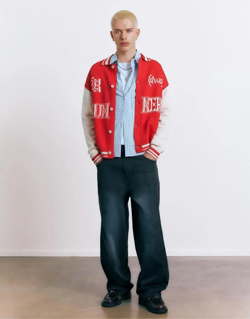 Pull&Bear Varsity Knit Cardigan