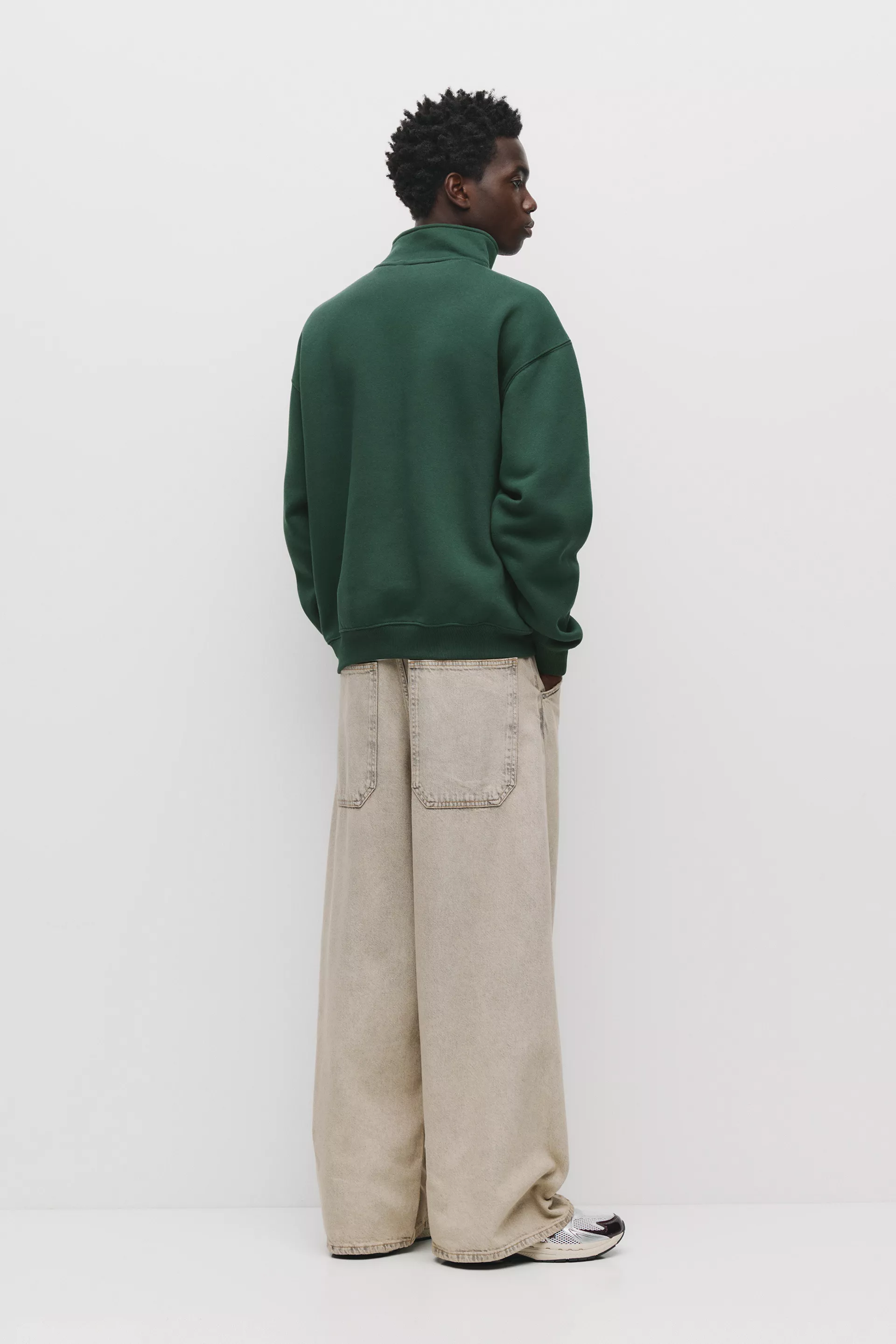 Pull&Bear Sudadera básica cuello cremallera — Botella