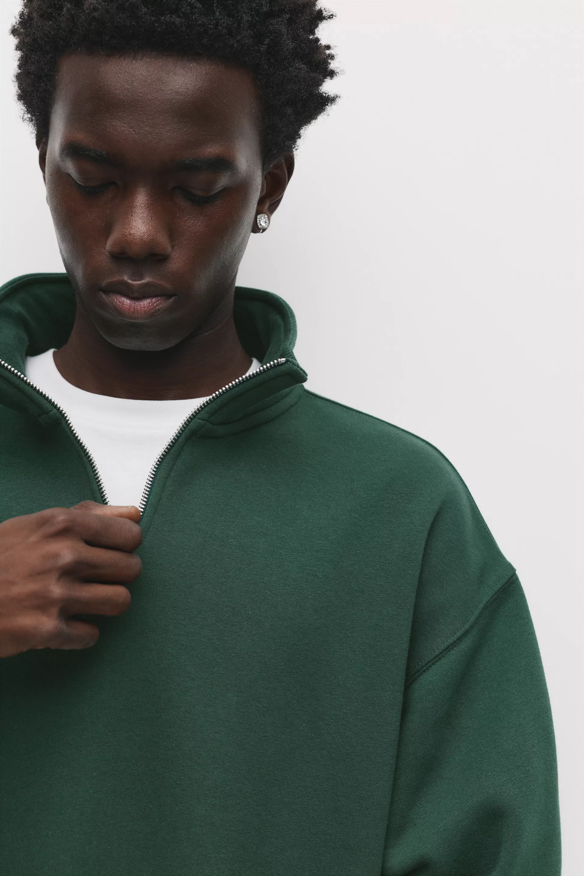 Pull&Bear Sudadera básica cuello cremallera — Botella