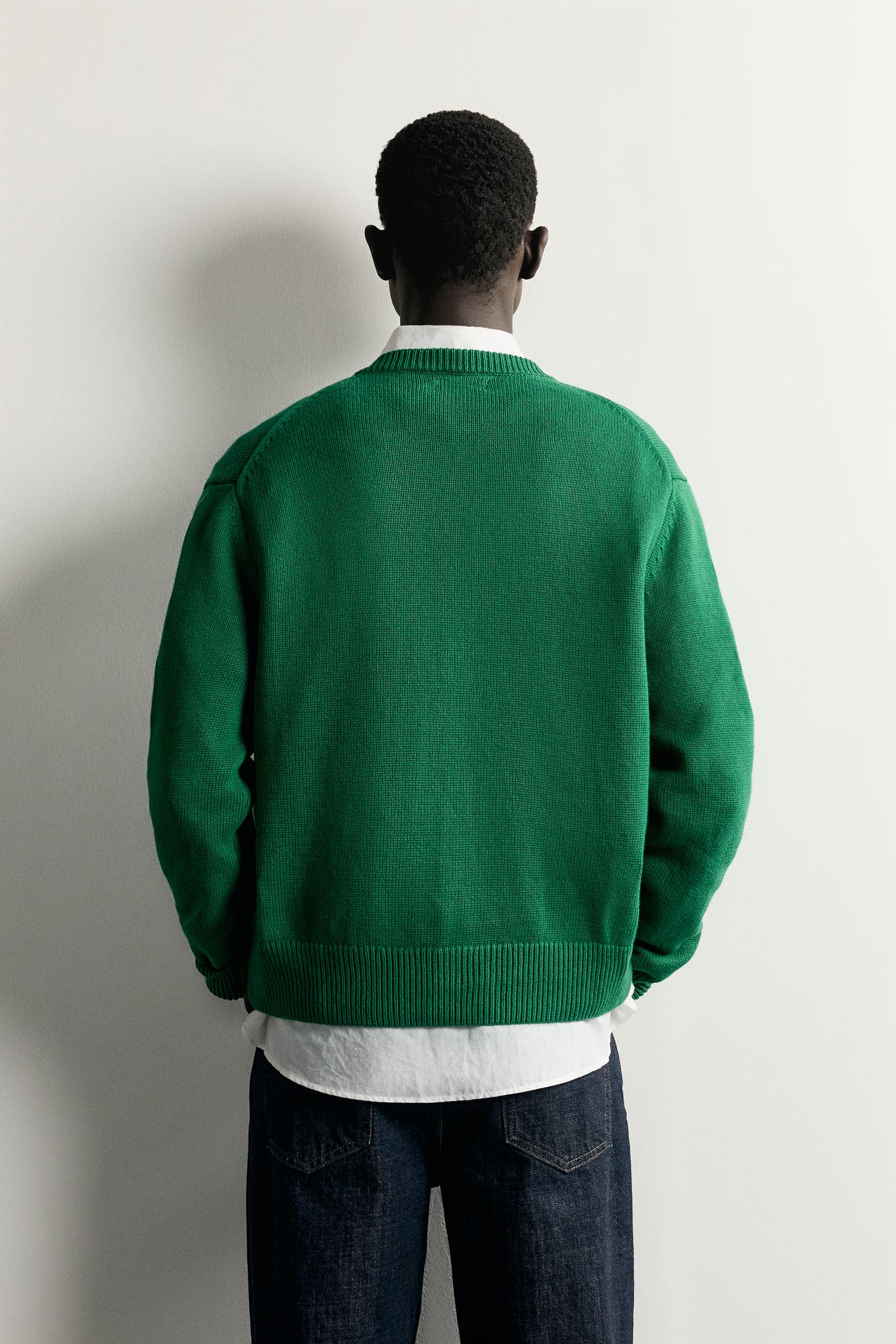 Zara Relaxed Cotton-Blend Cardigan — Green