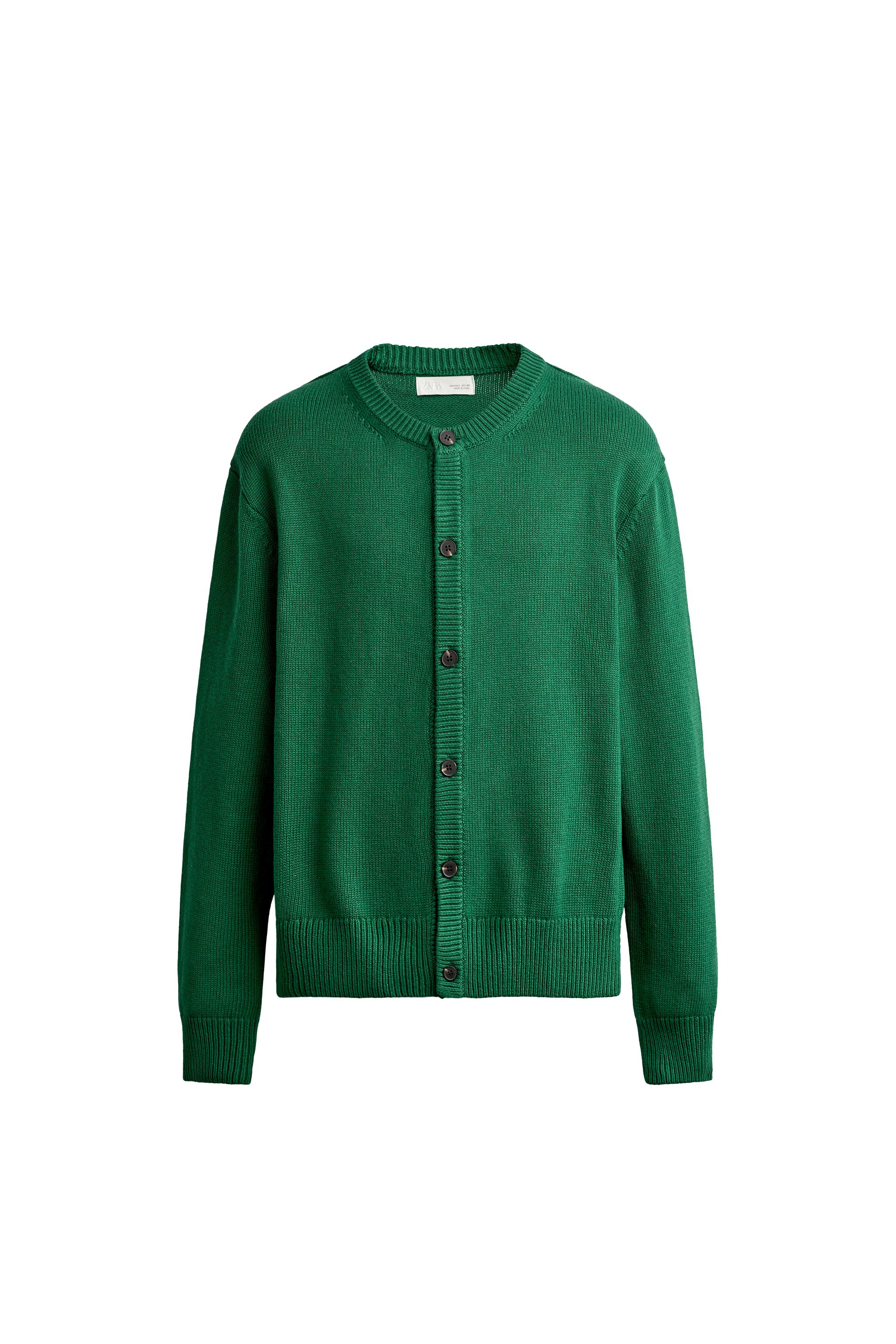 Zara Relaxed Cotton-Blend Cardigan — Green